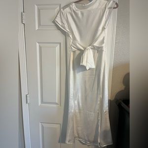 White silk dress